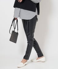 PZQJS20150 GEORGES RECH(ジョルジュ・レッシュ) エコレザーストレッチレギンスパンツ ブラック