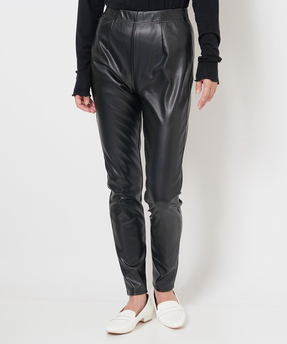PZQJS20150 GEORGES RECH(ジョルジュ・レッシュ) エコレザーストレッチレギンスパンツ ブラック