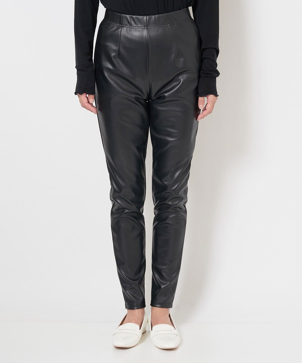 PZQJS20150 GEORGES RECH(ジョルジュ・レッシュ) エコレザーストレッチレギンスパンツ ブラック