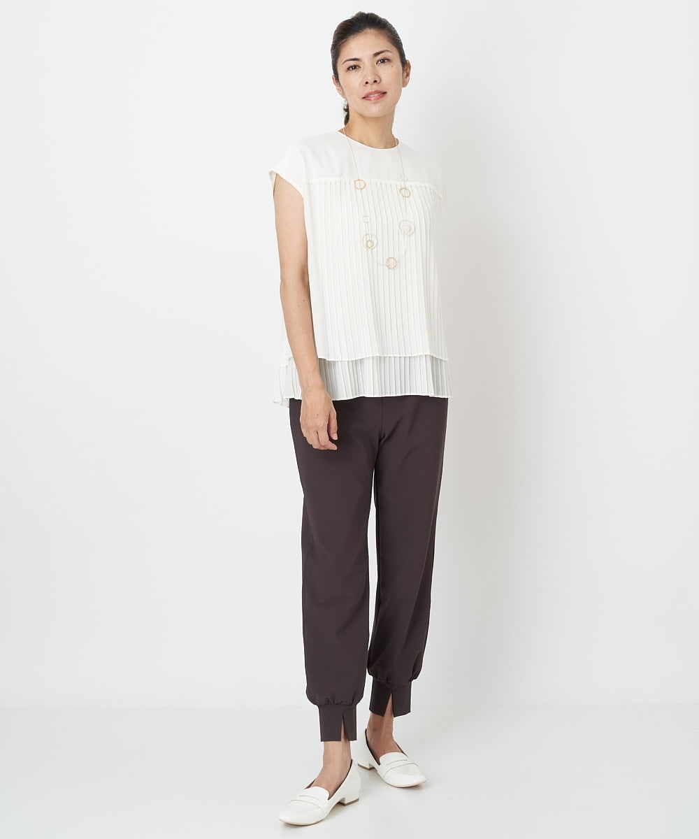 PZQJT35190 GEORGES RECH(ジョルジュ・レッシュ)  [日本製/速乾/UVカット]ストレッチスリットジョグパンツ ブラウン