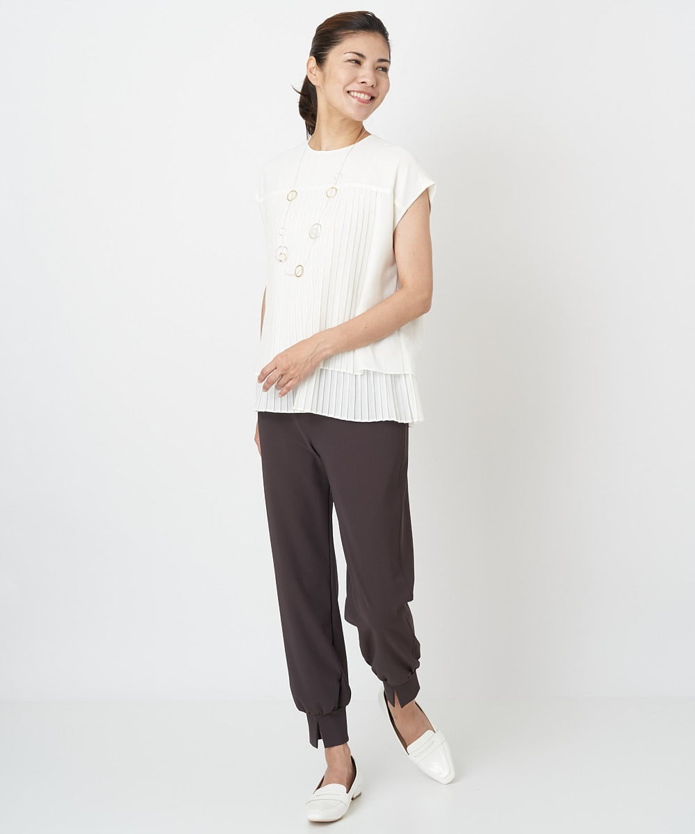 PZQJT35190 GEORGES RECH(ジョルジュ・レッシュ)  [日本製/速乾/UVカット]ストレッチスリットジョグパンツ ブラウン