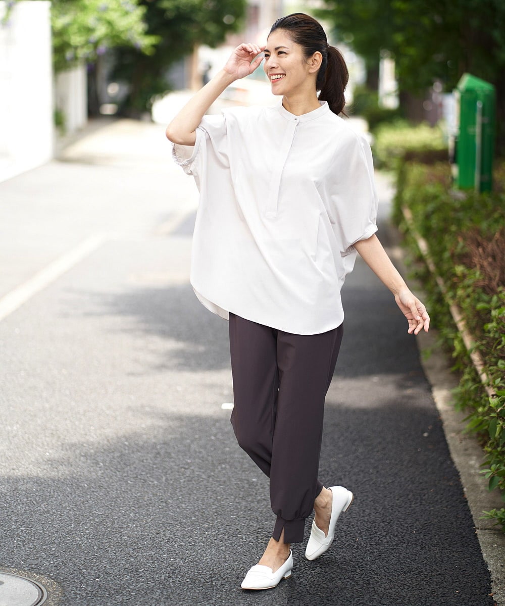 PZQJT35190 GEORGES RECH(ジョルジュ・レッシュ)  [日本製/速乾/UVカット]ストレッチスリットジョグパンツ ブラウン