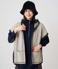 PZSAD03330 GEORGES RECH(ジョルジュ・レッシュ) ダブルジャカードニットポンチョ ベージュ