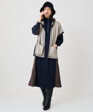 PZSAD03330 GEORGES RECH(ジョルジュ・レッシュ) ダブルジャカードニットポンチョ ベージュ