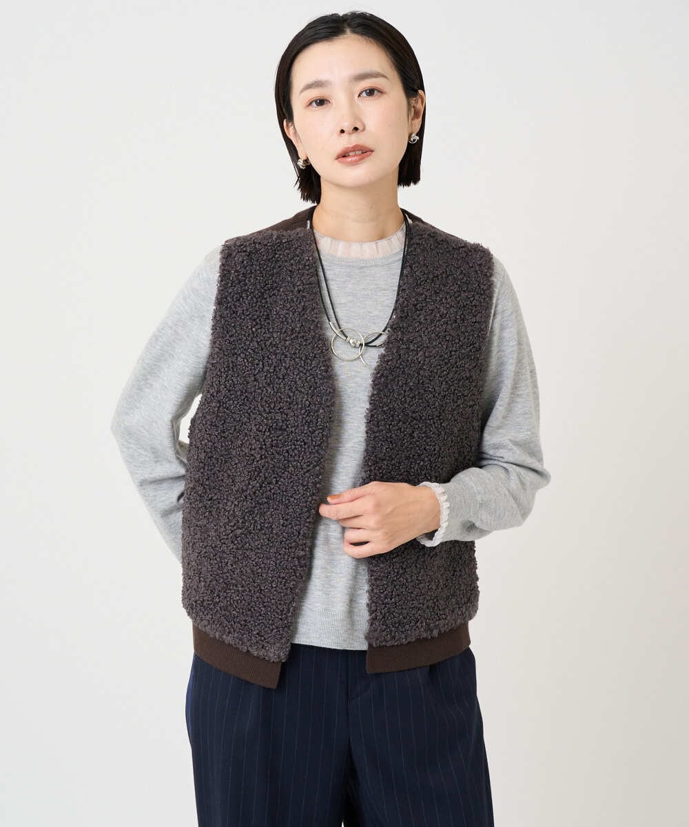 PZSAD20290 GEORGES RECH(ジョルジュ・レッシュ) ボアニットコンビベスト ダークグレー