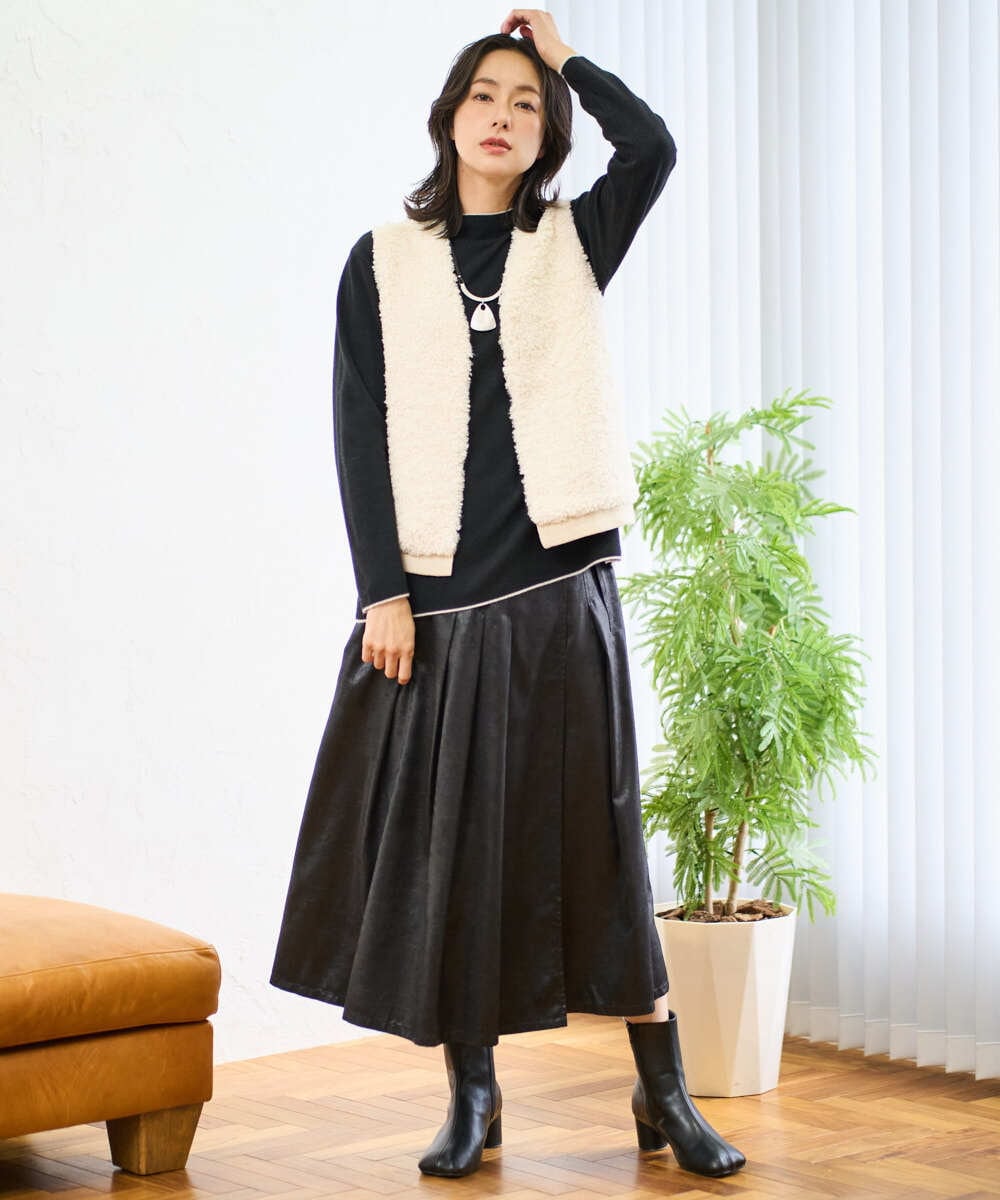 PZSAD20290 GEORGES RECH(ジョルジュ・レッシュ) ボアニットコンビベスト ダークグレー