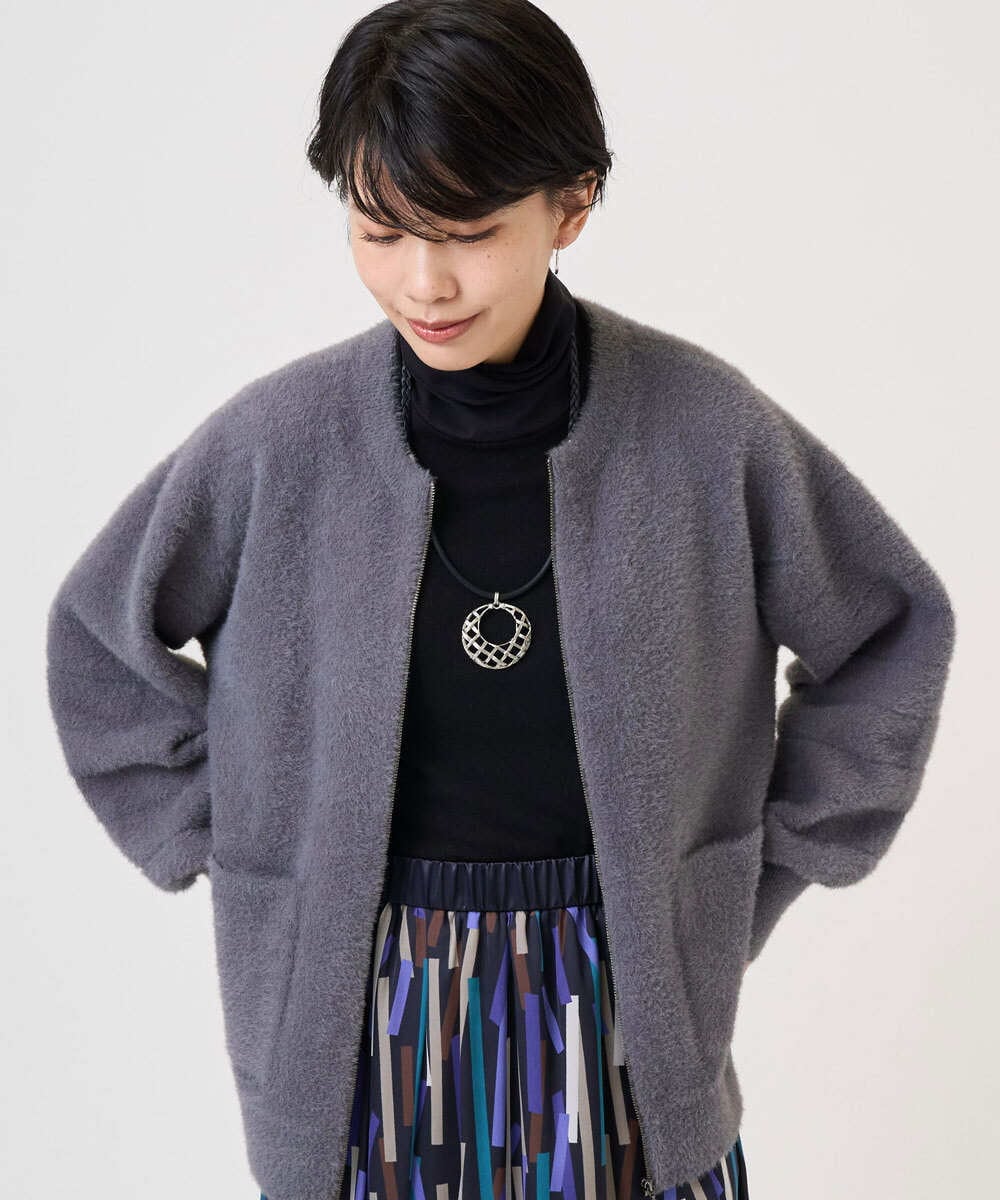 PZSAD21330 GEORGES RECH(ジョルジュ・レッシュ) フェザーヤーンリバーカーディガン ベージュ