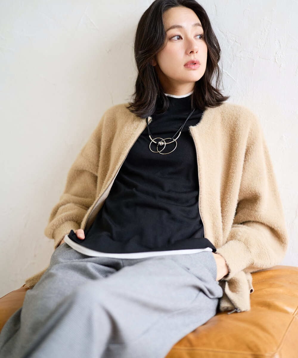 PZSAD21330 GEORGES RECH(ジョルジュ・レッシュ) フェザーヤーンリバーカーディガン ベージュ