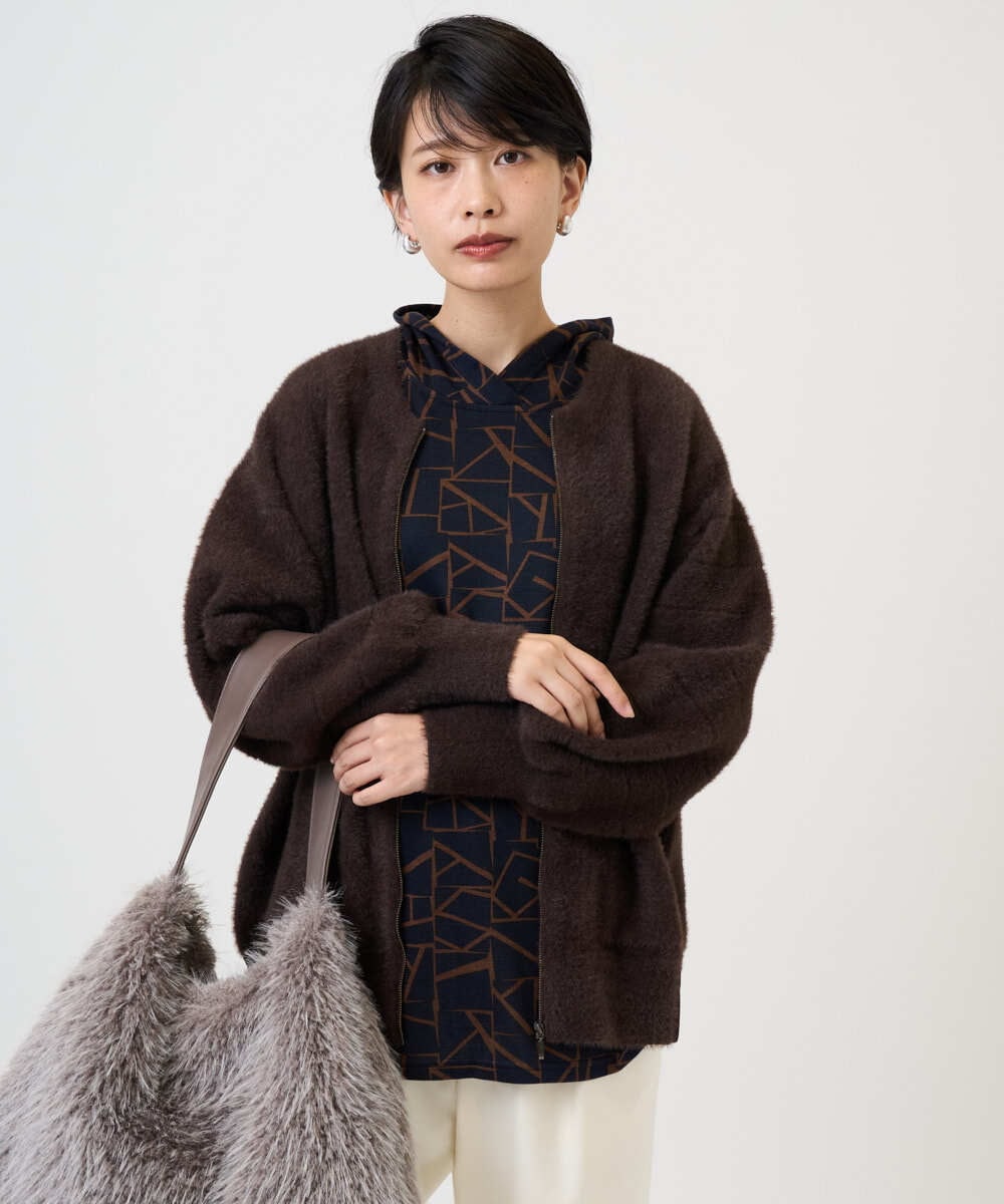 PZSAD21330 GEORGES RECH(ジョルジュ・レッシュ) フェザーヤーンリバーカーディガン ベージュ