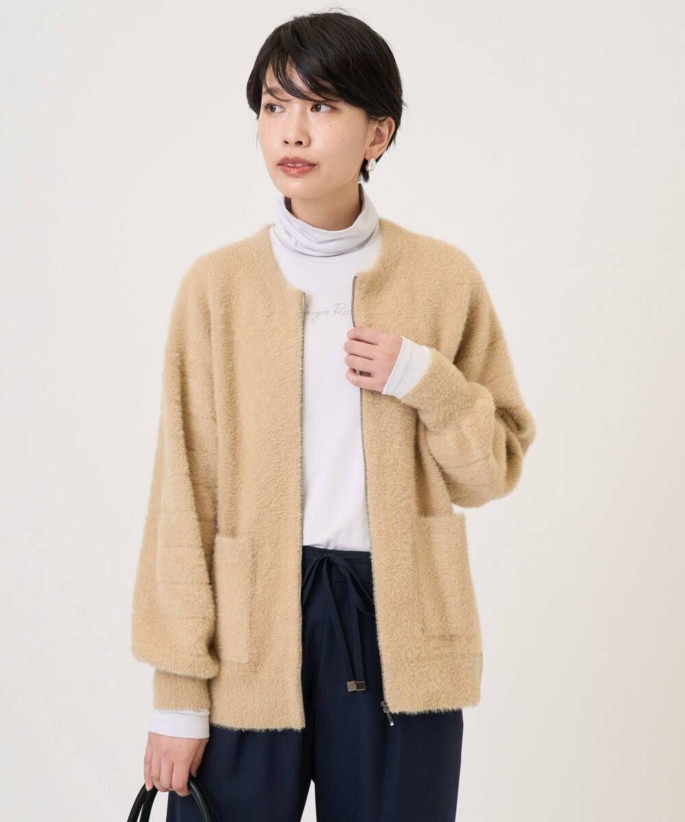 PZSAD21330 GEORGES RECH(ジョルジュ・レッシュ) フェザーヤーンリバーカーディガン ベージュ