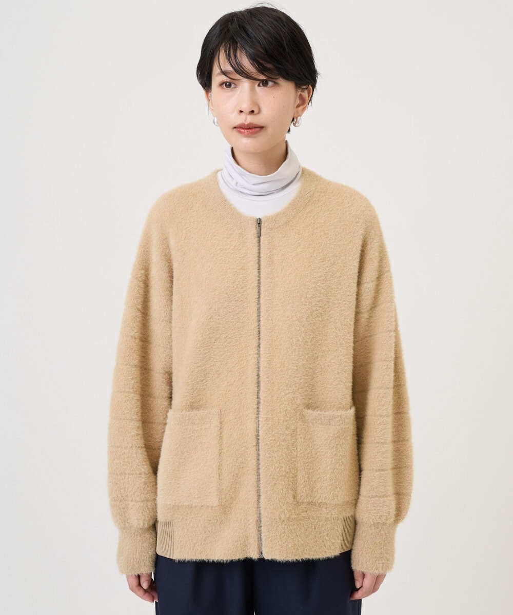 PZSAD21330 GEORGES RECH(ジョルジュ・レッシュ) フェザーヤーンリバーカーディガン ベージュ