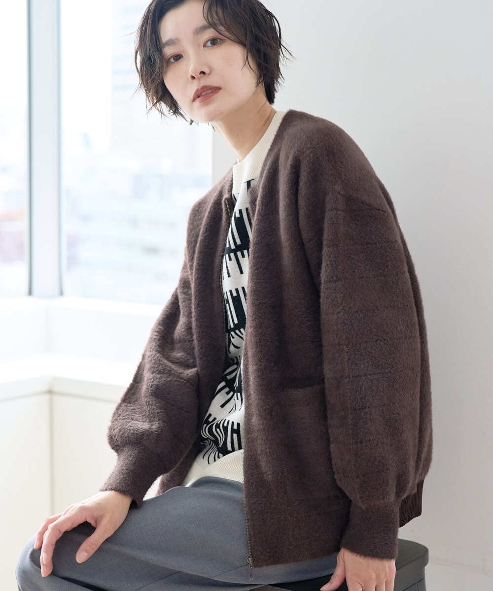 PZSAD21330 GEORGES RECH フェザーヤーンリバーカーディガン