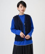 PZSAD36250 GEORGES RECH(ジョルジュ・レッシュ) ラメジャガードシャギーニットベスト ネイビー