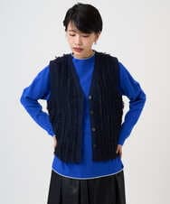 PZSAD36250 GEORGES RECH(ジョルジュ・レッシュ) ラメジャガードシャギーニットベスト ネイビー