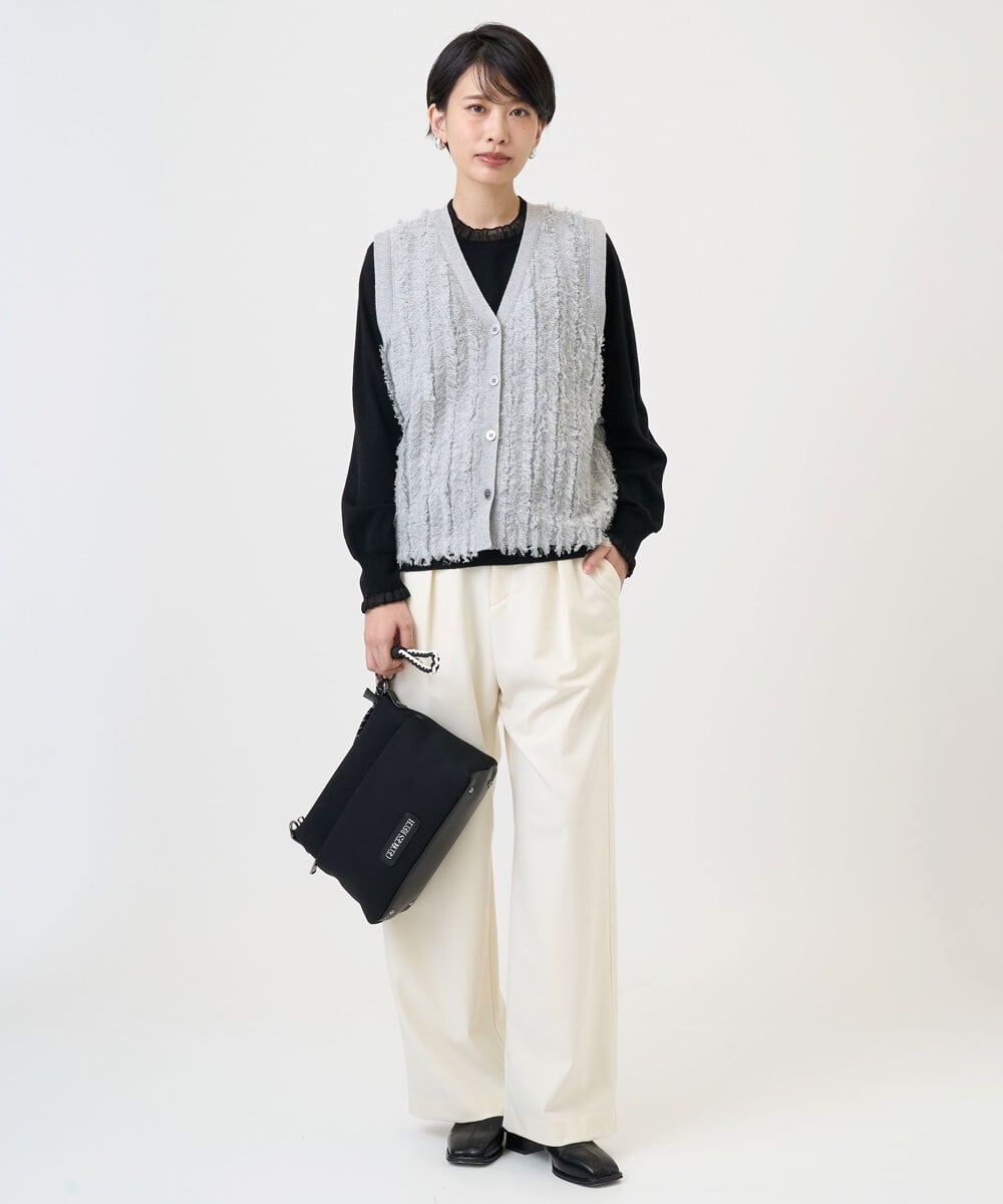 PZSAD36250 GEORGES RECH(ジョルジュ・レッシュ) ラメジャガードシャギーニットベスト ネイビー
