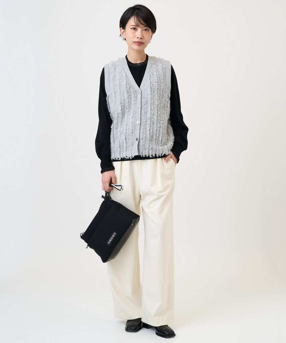 PZSAD36250 GEORGES RECH(ジョルジュ・レッシュ) ラメジャガードシャギーニットベスト ネイビー