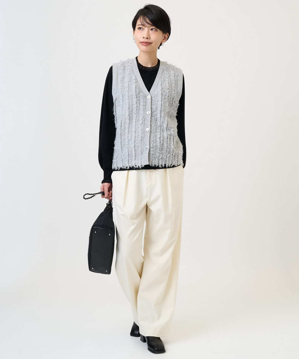 PZSAD36250 GEORGES RECH(ジョルジュ・レッシュ) ラメジャガードシャギーニットベスト ネイビー