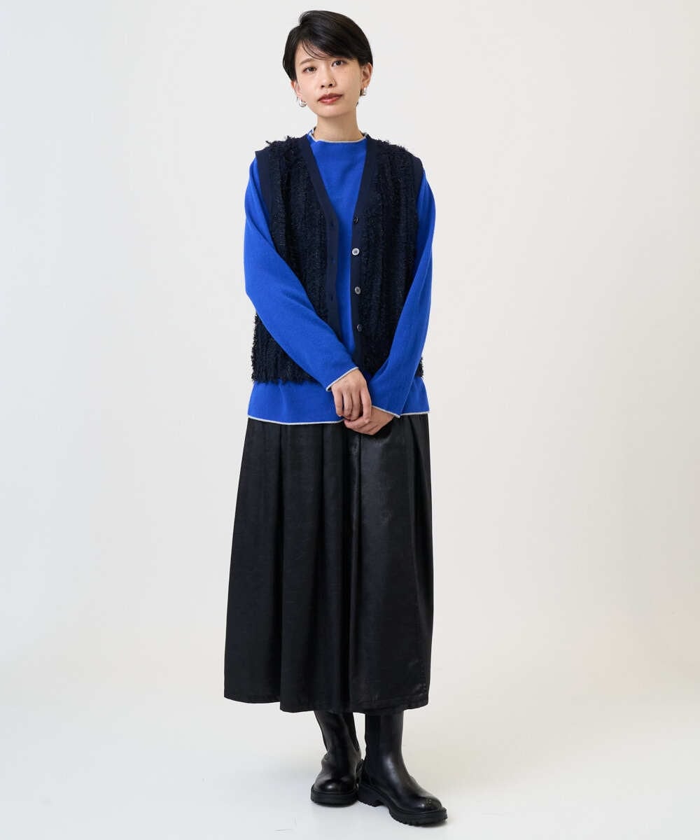 PZSAD36250 GEORGES RECH(ジョルジュ・レッシュ) ラメジャガードシャギーニットベスト ネイビー