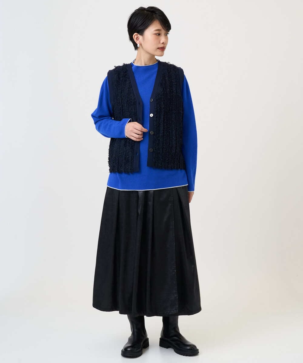 PZSAD36250 GEORGES RECH(ジョルジュ・レッシュ) ラメジャガードシャギーニットベスト ネイビー