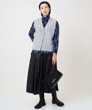 PZSAD36250 GEORGES RECH(ジョルジュ・レッシュ) ラメジャガードシャギーニットベスト ネイビー