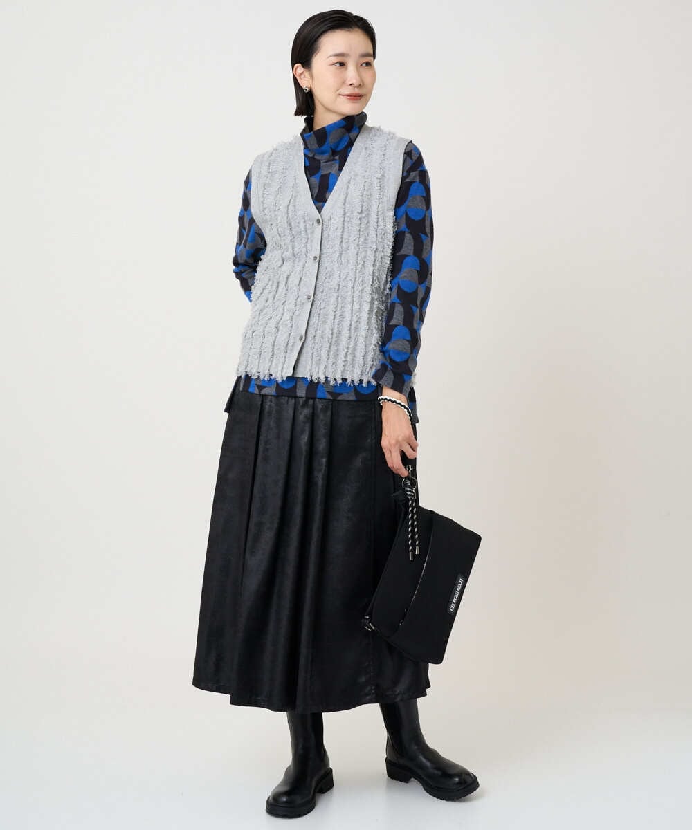 PZSAD36250 GEORGES RECH(ジョルジュ・レッシュ) ラメジャガードシャギーニットベスト ネイビー