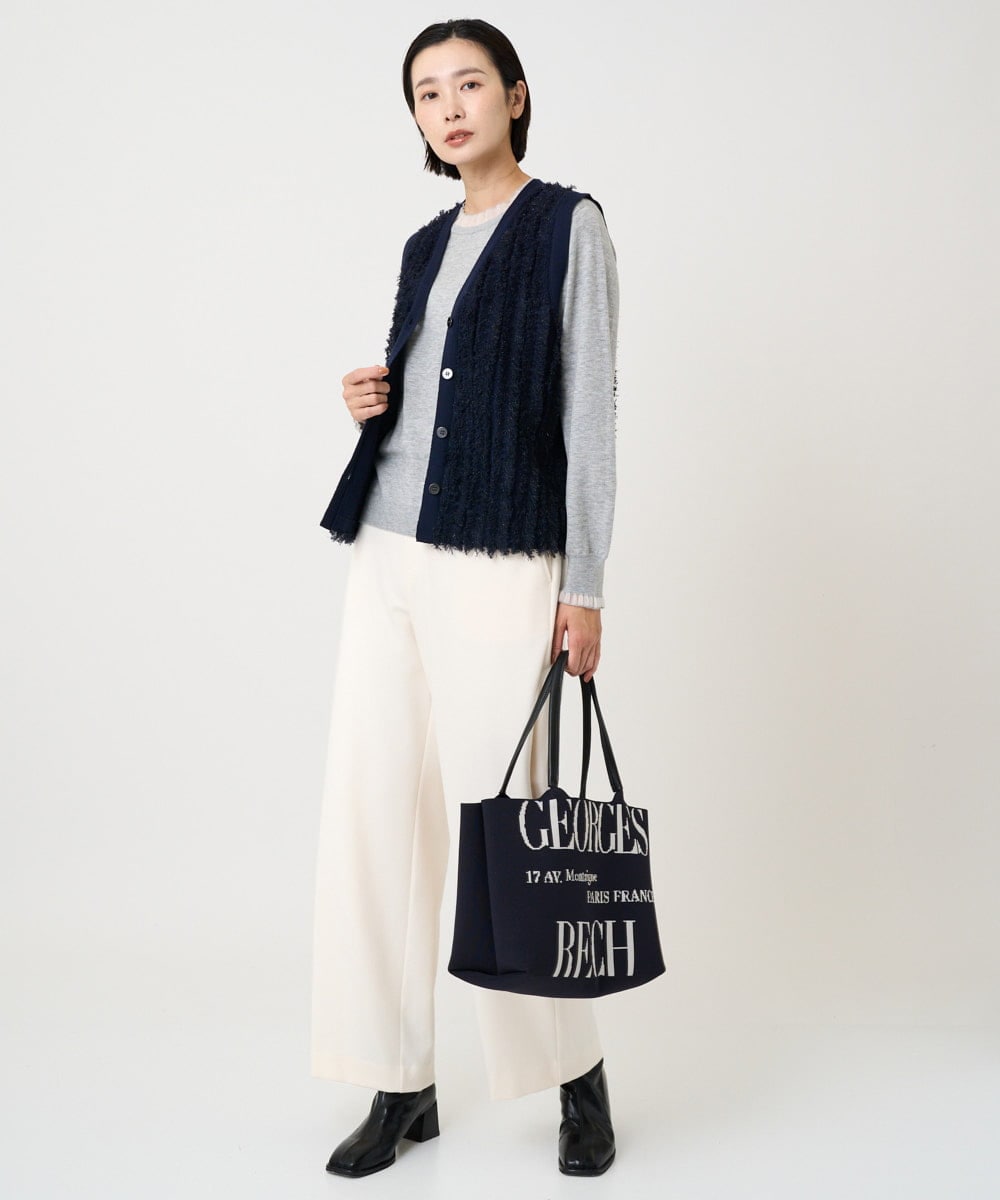 PZSAD36250 GEORGES RECH(ジョルジュ・レッシュ) ラメジャガードシャギーニットベスト ネイビー