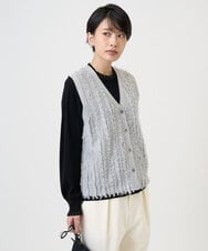 PZSAD36250 GEORGES RECH(ジョルジュ・レッシュ) ラメジャガードシャギーニットベスト ネイビー