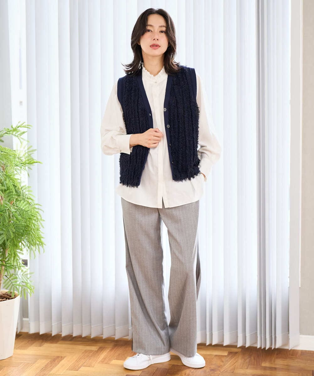 PZSAD36250 GEORGES RECH(ジョルジュ・レッシュ) ラメジャガードシャギーニットベスト ネイビー