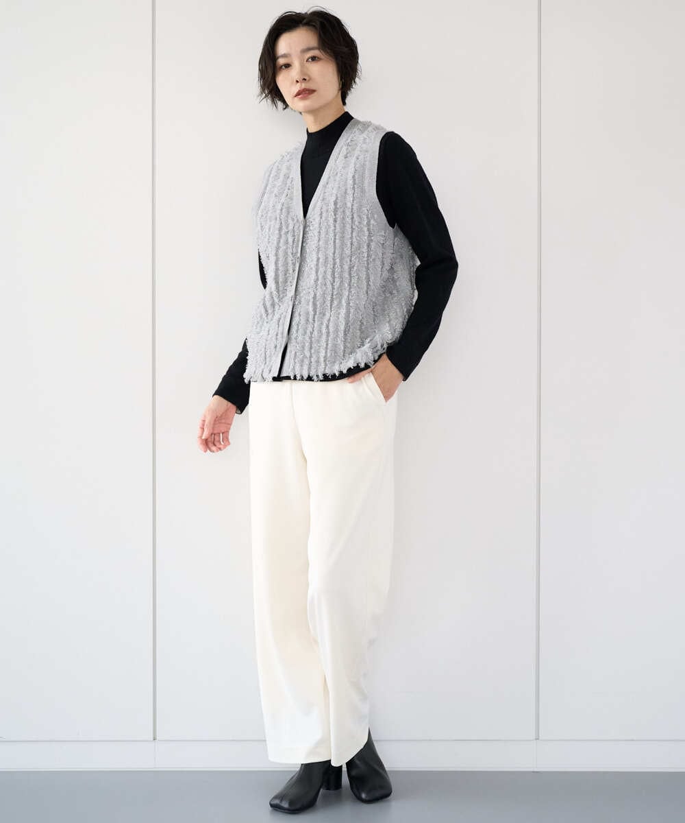 PZSAD36250 GEORGES RECH(ジョルジュ・レッシュ) ラメジャガードシャギーニットベスト ネイビー