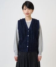 PZSAD36250 GEORGES RECH(ジョルジュ・レッシュ) ラメジャガードシャギーニットベスト ネイビー