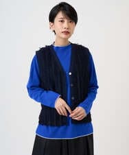 PZSAD36250 GEORGES RECH(ジョルジュ・レッシュ) ラメジャガードシャギーニットベスト ネイビー