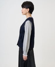 PZSAD36250 GEORGES RECH(ジョルジュ・レッシュ) ラメジャガードシャギーニットベスト ネイビー