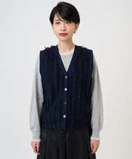 PZSAD36250 GEORGES RECH(ジョルジュ・レッシュ) ラメジャガードシャギーニットベスト ネイビー