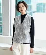 PZSAD36250 GEORGES RECH(ジョルジュ・レッシュ) ラメジャガードシャギーニットベスト ネイビー