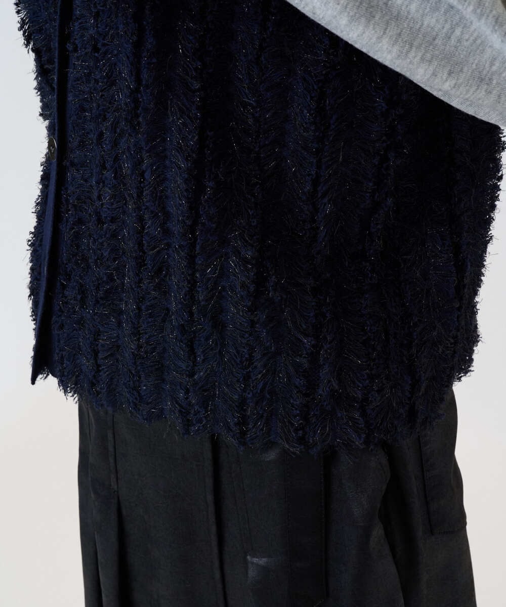 PZSAD36250 GEORGES RECH(ジョルジュ・レッシュ) ラメジャガードシャギーニットベスト ネイビー