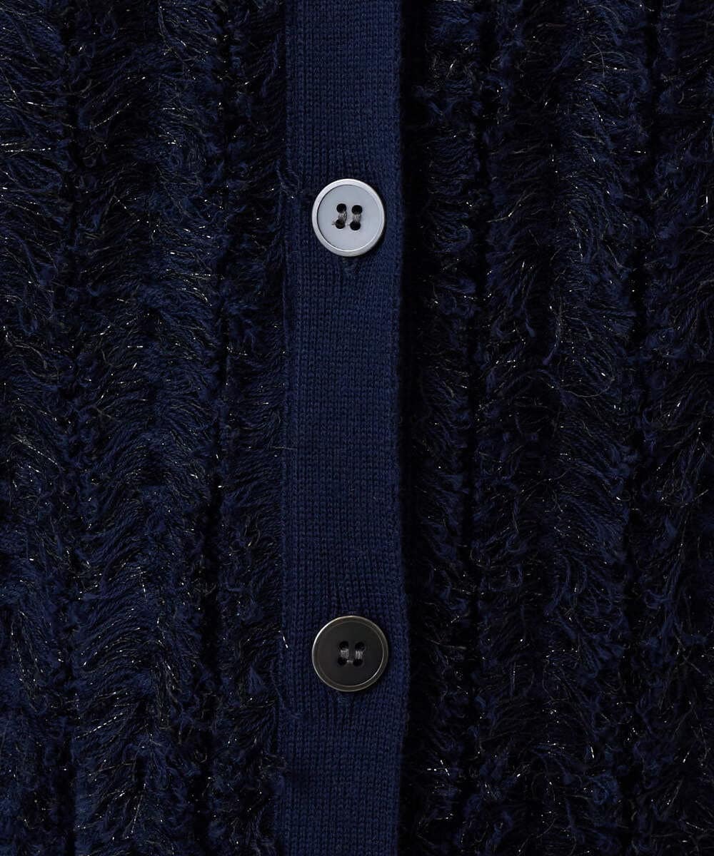 PZSAD36250 GEORGES RECH(ジョルジュ・レッシュ) ラメジャガードシャギーニットベスト ネイビー