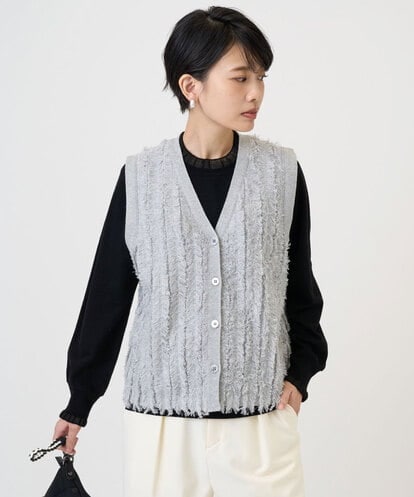 PZSAD36250 GEORGES RECH ラメジャガードシャギーニットベスト