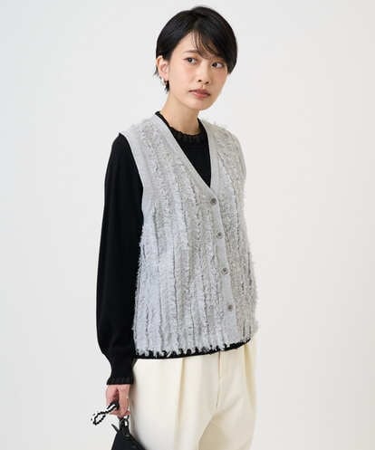 PZSAD36250 GEORGES RECH ラメジャガードシャギーニットベスト