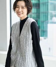 PZSAD36250 GEORGES RECH(ジョルジュ・レッシュ) ラメジャガードシャギーニットベスト ライトグレー