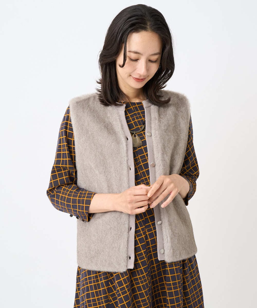 PZSAE55290 GEORGES RECH(ジョルジュ・レッシュ) フェイクファーニットベスト ブラウン