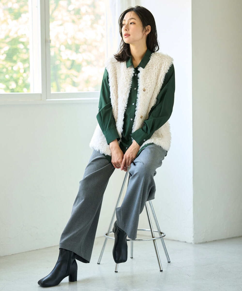 PZSAH04340 GEORGES RECH(ジョルジュ・レッシュ) エアリーファードッキングニットベスト ベージュ