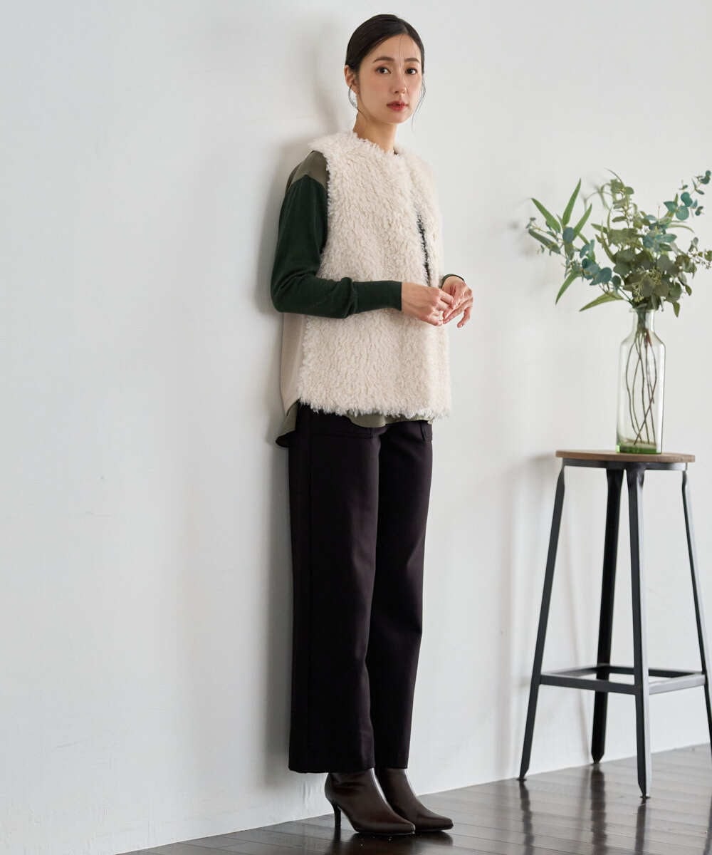 PZSAH04340 GEORGES RECH(ジョルジュ・レッシュ) エアリーファードッキングニットベスト ベージュ