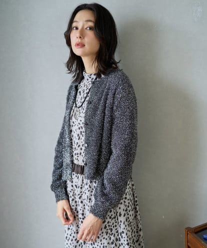 PZSCD51250 GEORGES RECH メタリックシャギーショートカーディガン