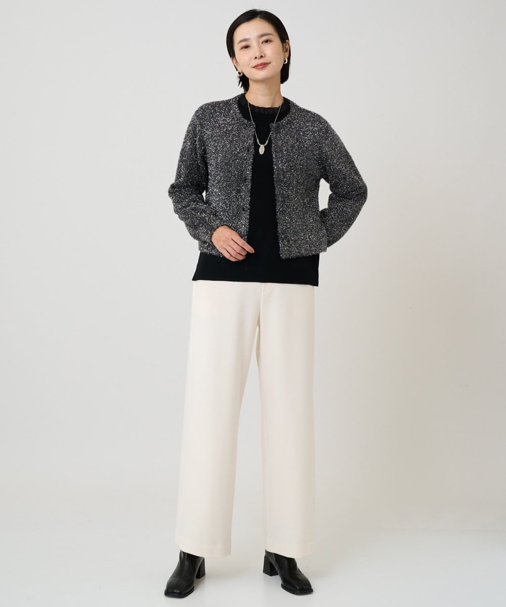 PZSCD51250 GEORGES RECH(ジョルジュ・レッシュ) メタリックシャギーショートカーディガン ブラック