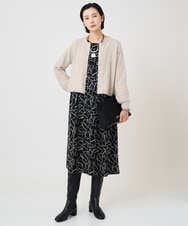 PZSCD51250 GEORGES RECH(ジョルジュ・レッシュ) メタリックシャギーショートカーディガン ブラック