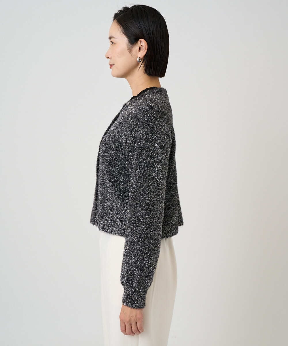 PZSCD51250 GEORGES RECH(ジョルジュ・レッシュ) メタリックシャギーショートカーディガン ブラック