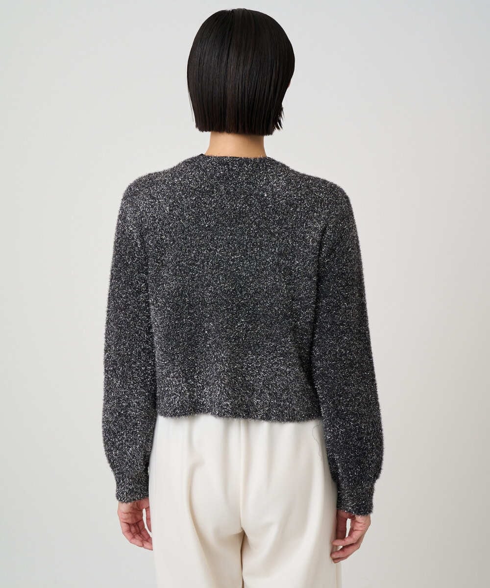 PZSCD51250 GEORGES RECH(ジョルジュ・レッシュ) メタリックシャギーショートカーディガン ブラック