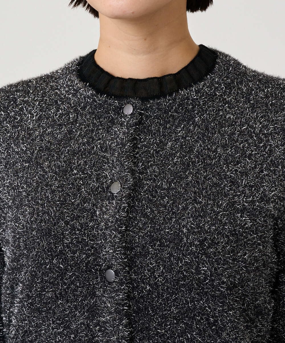 PZSCD51250 GEORGES RECH(ジョルジュ・レッシュ) メタリックシャギーショートカーディガン ブラック