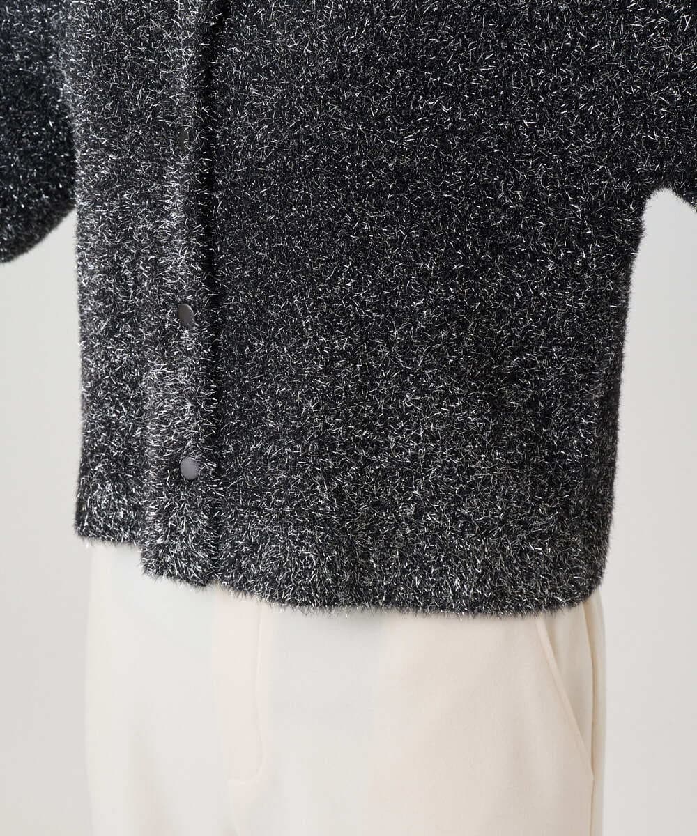 PZSCD51250 GEORGES RECH(ジョルジュ・レッシュ) メタリックシャギーショートカーディガン ブラック