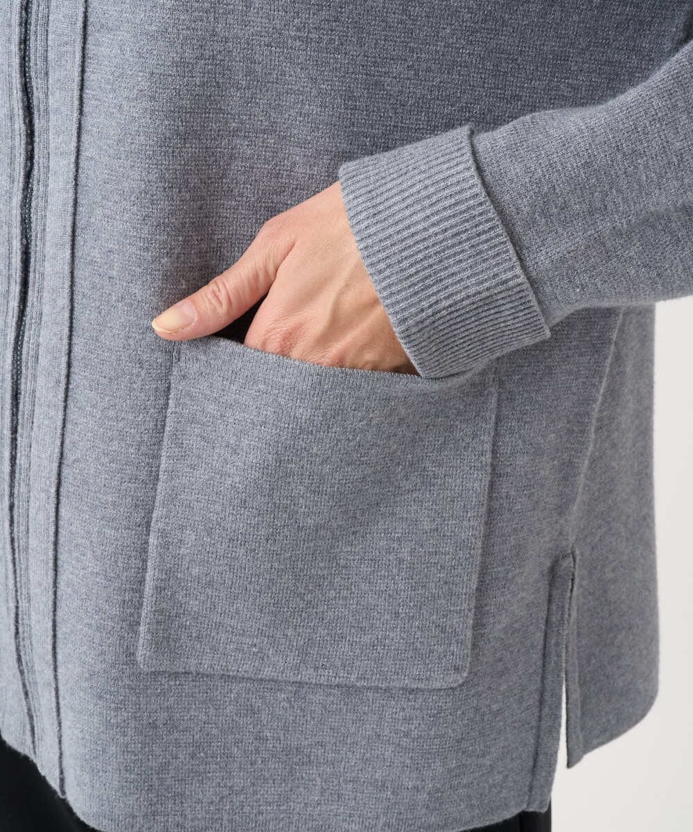 PZSCE70190 GEORGES RECH(ジョルジュ・レッシュ) [アンサンブル対応] ミラノリブジップアップニットカーディガン グレー